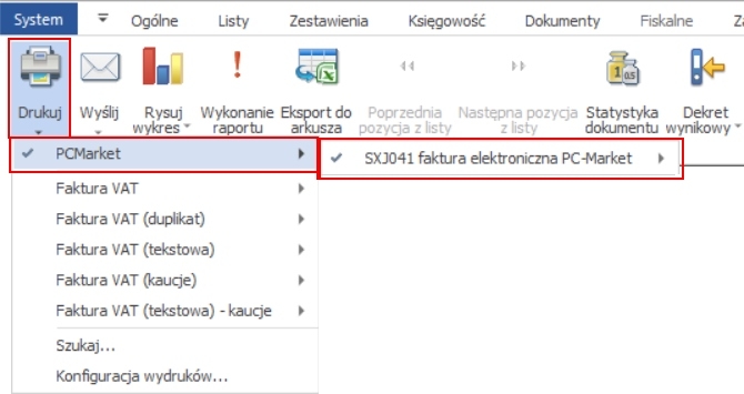 eksport faktury do programu PC-Market eksport faktury do programu PC-Market