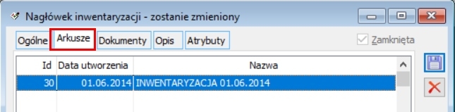 Arkusz na dokumencie inwentaryzacji Arkusz na dokumencie inwentaryzacji