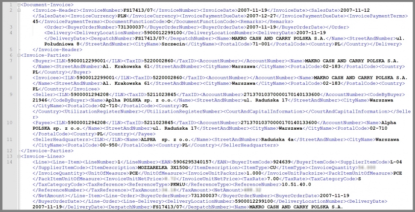 Faktura elektroniczna XML w standardzie EDI Faktura elektroniczna XML w standardzie EDI
