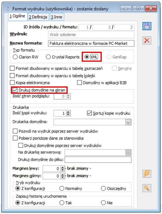 Wydruk faktury w formacie XML Wydruk faktury w formacie XML