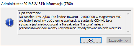 Na zasobie (...) wg historii powinny być ujemne wartości Na zasobie (...) wg historii powinny być ujemne wartości