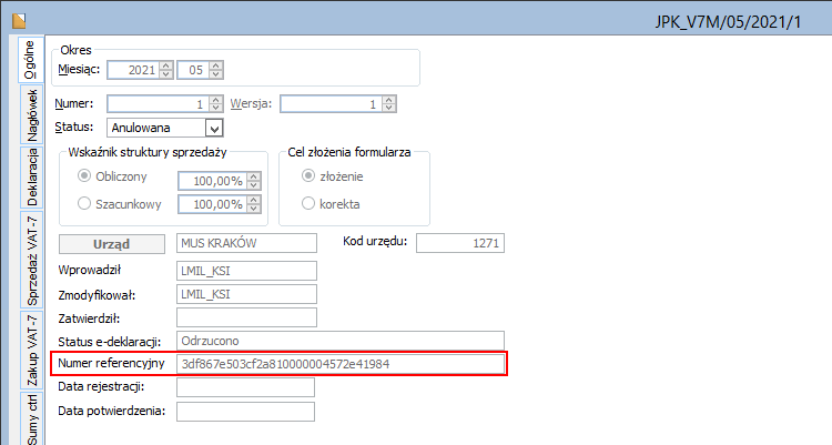 Numer referencyjny dla formularza UPO Numer referencyjny dla formularza UPO